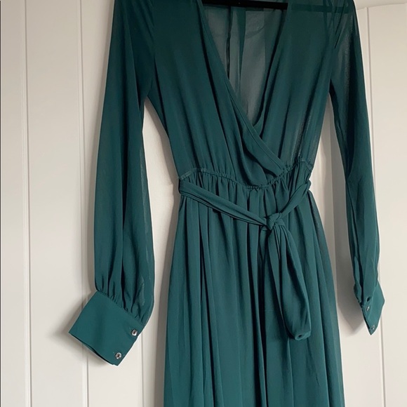 Emerald Green Sheer Maxi Dress - Picture 5 of 5